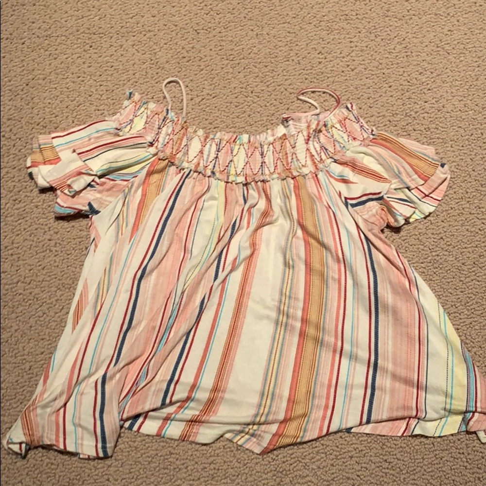 Striped off the shoulder top!